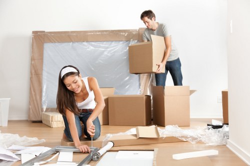 Staff member checking storage area safety and housekeeping