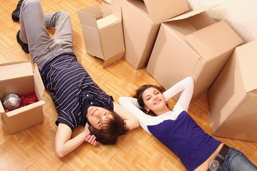 Moving boxes and fragile items prepared for a Swisscottage flat move